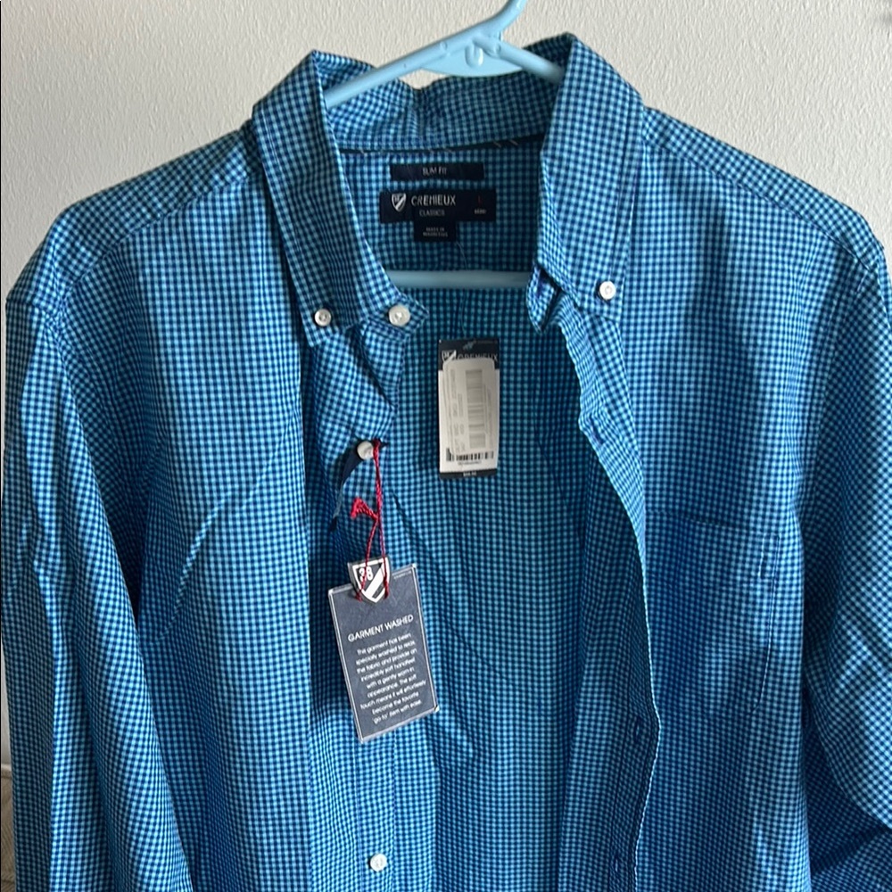 Daniel Cremieux Blue Casual Button Down Shirt Gingham Pattern